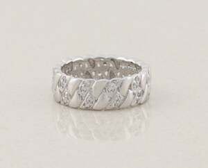 Sterling Silver Cubic Zirconia CZ Curb Chain Style Band Ring Size 10 1/2
